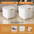 White airtight rice storage container set with gold button and visible window - Rice and Flour Separate Set / Ivory White 10kg+5kg