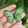Exquisite butterfly brooch featuring vibrant green and teal crystal pave in metal setting - Colorful Butterfly-10