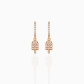 Rose gold ice cream hoop earrings featuring pink and white sparkling zircon stones - Ice Lolly Shape (EH00718) / Rose Gold