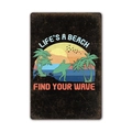Vintage metal sign 'Life's a Beach' with sunset surfing silhouette and palm trees - 11540(23) / 20*30cm