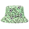 Dettaglio del cappello pescatore verde chiaro con motivi di calcio e stampe grafiche - Taglia unica / Calcio Verde Chiaro