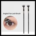 Set of 2 angled fan lash brushes with bicolored bristles and black matte handle - G1087 Angled Fan-shaped Eyelash Brush