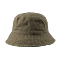 Short brim bucket hat in olive green washed cotton with side metal grommets - M / Khaki