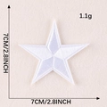 White five-pointed star embroidered patch, size 7cm, 1.1g, for clothes and accessories - Large White Five-Pointed Star (G1L-A-4-8 Iron-On)