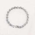 Vintage heart link bracelet with antique silver finish and textured hollow design - Eco-friendly Blank Bracelet / Antique Silver