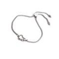 Bracciale regolabile a catena box in acciaio inossidabile con ciondolo a cuore traforato - Stile cuore vuoto SSB0008 / Argento