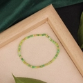 Handmade bead bracelet with fresh green and yellow seed beads on a beige fabric base - Style 55-Yellow Green Mixed