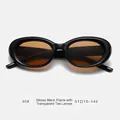 Lunettes de soleil œil de chat rétro à monture noire brillante et verres thé, taille 30# - Monture noire brillante verres thé
