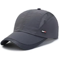 Dark gray quick-dry mesh baseball cap with side sports tag and breathable panels - Adjustable / Dark Gray