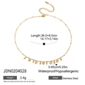 Golden stainless steel necklace with red beads and tiny heart pendants with chain length info - Gold Small Heart & Red Beads Style (JDN0204028)