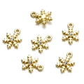 Set di sei ciondoli a fiocco di neve dorati con strass per creazione di gioielli DIY - Bianco Oro