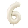 Creamy white matte number 6 foil balloon for retro birthday party decorations - Number 6 / Cream