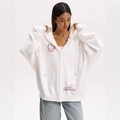 Weißer Y2K Oversize Zip-Hoodie mit Vintage-Logo-Print und lockerer Passform - S / Weiß