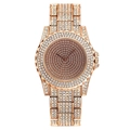 Luxurious rose gold women's watch with full crystal pavé detailing and metal link strap - Rose Gold