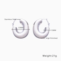 Polished 33mm stainless steel C-shape chunky hoop earrings with 13mm width and 21g weight - 33mm Chunky Minimal (E219) / Steel