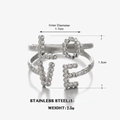 Anello LOVE in acciaio inossidabile argento 18K, doppio strato con texture perlata e aperto - Anello Lettera Love / Argento