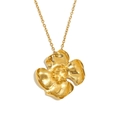 Collana in acciaio inossidabile 316L placcata oro 18K con ciondolo floreale vintage - Oro