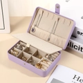 Open purple leather jewelry box showing interior compartments for rings and necklaces - 16*11*5cm / Purple