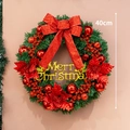 40cm Christmas wreath featuring red bows, berries, flowers and golden Merry Christmas sign - 40CM / 40CM Red Wreath