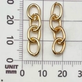 Golden interlocking oval chain earrings displayed on a white measurement grid scale - 10Pcs KC Gold 4-Link Chain 27x7mm