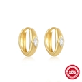 Classic gold S925 sterling silver hoop earrings featuring a diamond-cut opal stone - Rhombus Gemstone