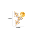 Golden titanium clover labret stud with zircon stones, 0.96cm by 0.56cm dimension - 7# Flower Cluster Style (Gold)
