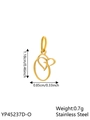 Golden heart-shaped stainless steel letter O pendant accessory with detailed dimensions - Geometric Heart-O
