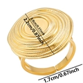 Detailed view of adjustable 304 stainless steel ring showing exact product dimensions - Round Spiral Texture