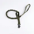 Army green tactical nylon dog leash with elastic bungee and matte black metal clasp - L / Pet Leash / Army Green