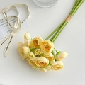 Artificial yellow buttercup bouquet tied with raffia on a minimalist white surface - Yellow