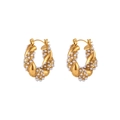 Boucles d'oreilles créoles torsadées dorées avec perles synthétiques et placage 18K - Petit Or - Perle Artificielle