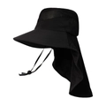 Cappello parasole da donna con protezione nuca, tesa larga e rete traspirante nero - L (58-60cm) / Nero