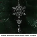 Hanging transparent double-layer snowflake with teardrop pendant, 206mm Christmas ornament - 206mm Snowflake Sword Shape