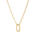 Collar minimalista de eslabones tipo clip bañado en oro de 14k con cierre rectangular - Collar Ajustable con Cierre Rectangular Minimalista (No. 1)