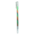 Rainbow gel pen with spiral multi-color ink in a transparent barrel for journaling - Fluorescent Style - Blue+Orange+Green