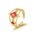 Anello regolabile dorato malocchio con smalto rosso e cristallo incastonato - Smalto Rosso Oro (SR22040108R)