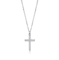Elegant S925 sterling silver cross necklace with sparkling cubic zirconia in silver finish - Style 2 / 40+5cm