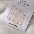 Self-adhesive nail art stickers with pearl and silver bead designs in white packaging - MJ-021 Silver Stamping