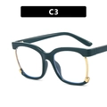 Square dark green eyeglasses frame with gold metal nose bridge and clear lenses - Grass Green