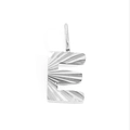 Silver letter E pendant featuring a unique radial sunburst texture and polished finish - Letter E
