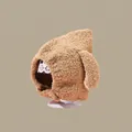 Cozy brown fleece baby earflap hat with pointed elf top and warm lining - Pointed Hat With Long Ears Covering The Face Khaki Color (2 Months - 2 Years Old)