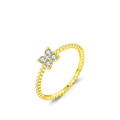 S925 sterling silver gold plated lucky clover ring with sparkling moissanite stones - US Size 5 / Clover Style - Gold (MSR0055)