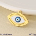 Goldener Edelstahl-Anhänger mit blauem Emaille-Böse-Blick-Design und 16x11mm Abmessung - Wimpern Textur Auge Stil (KLJ9478-ZLA)