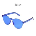 Frameless oversized cat-eye sunglasses in transparent blue jelly style - Deep Blue