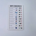 White MY CHORES checklist slide board for kids with colorful icons and daily task sliders - Standard English My Chores Style (MY CHORES Style)