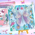 DIY diamond painting kit featuring a colorful 3D butterfly design with easel display - Butterfly Blue / Special/AB/Glow/Round/Square Drills