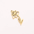 Golden December birth flower pendant in polished stainless steel with leaf detail - March Gold