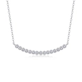 Minimalist s925 sterling silver necklace featuring an elegant silver moissanite curved pendant - 15-Stone Pave Curved Style (N13282) + GRA Certificate
