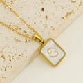Collier signe Cancer en acier inoxydable doré avec pendentif rectangulaire en nacre - Cancer (Avec Chaîne)