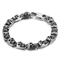Men's vintage skull bracelet in retro silver-tone stainless steel with lobster clasp - Skull Relief Chain Style (KB15403-D)